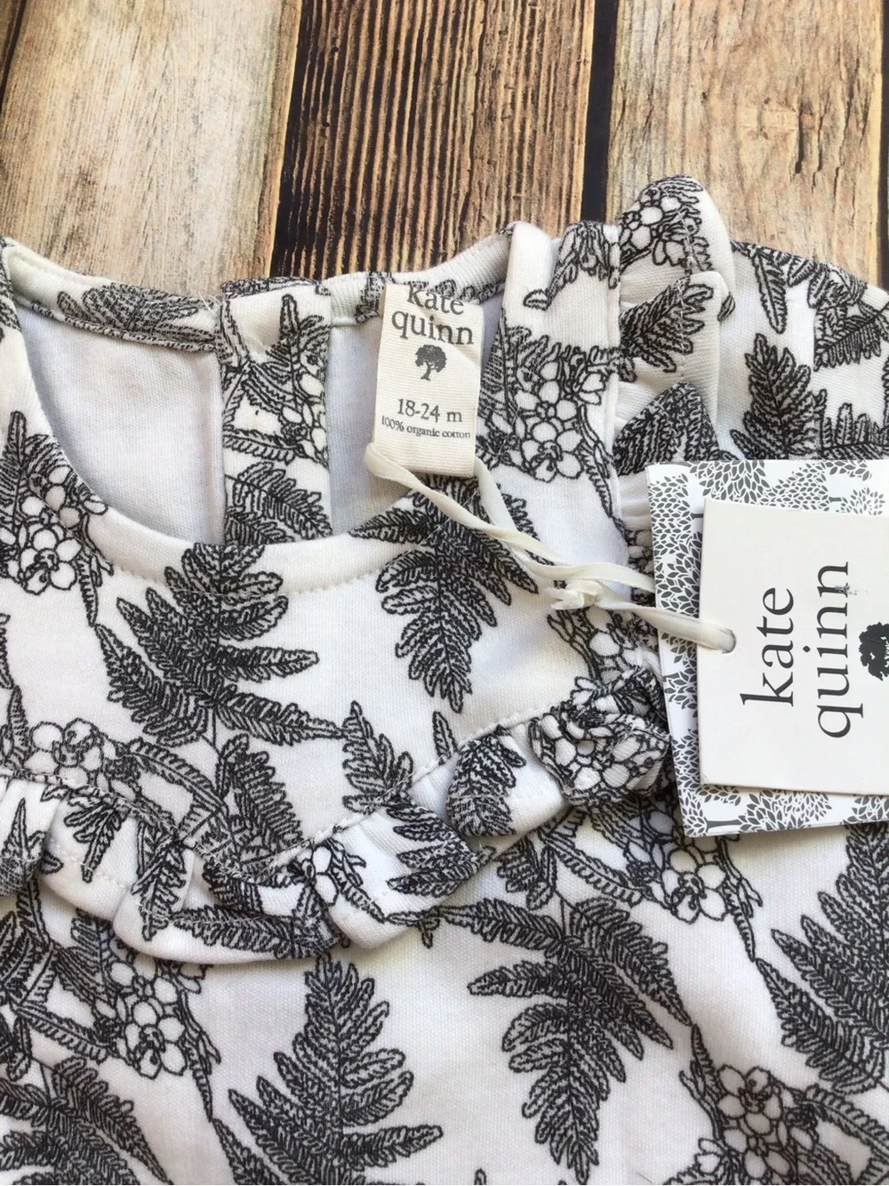 NWT Kate Quinn Woodland Fern Ruffle Yoke Gathered Bubble